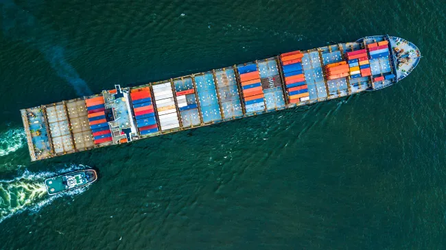 ship with shipping containers